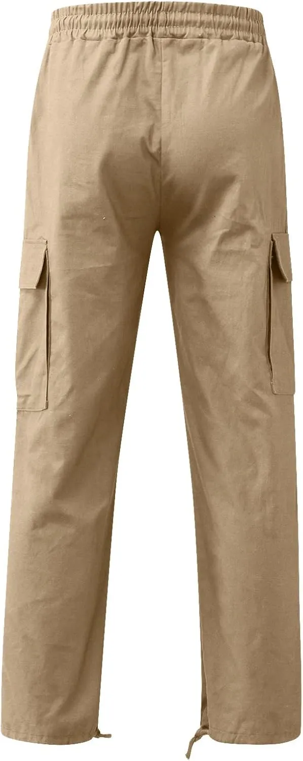 sdbrld Cargo Pants For Men Mens Casual Relaxed Fit Pants Beach Streetwear Baggy Trousers Cargo Pants with Zipper Pockets