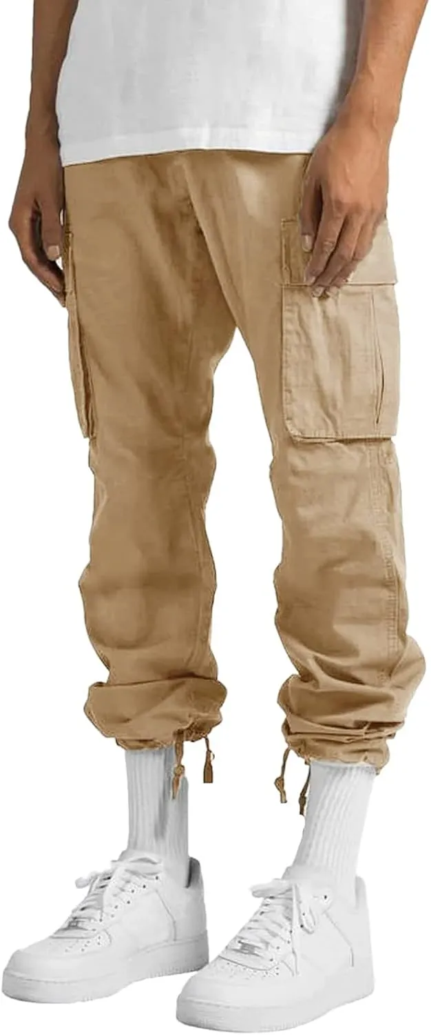 sdbrld Cargo Pants For Men Mens Casual Relaxed Fit Pants Beach Streetwear Baggy Trousers Cargo Pants with Zipper Pockets
