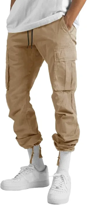 sdbrld Cargo Pants For Men Mens Casual Relaxed Fit Pants Beach Streetwear Baggy Trousers Cargo Pants with Zipper Pockets