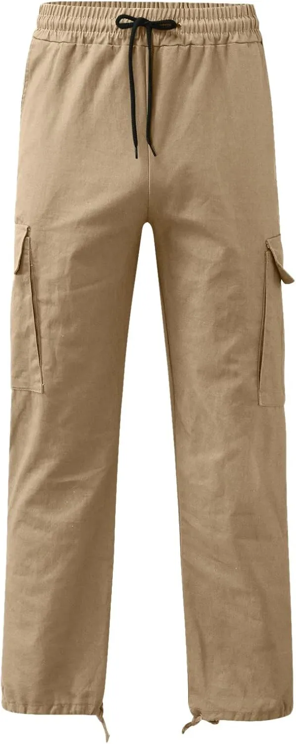 sdbrld Cargo Pants For Men Mens Casual Relaxed Fit Pants Beach Streetwear Baggy Trousers Cargo Pants with Zipper Pockets