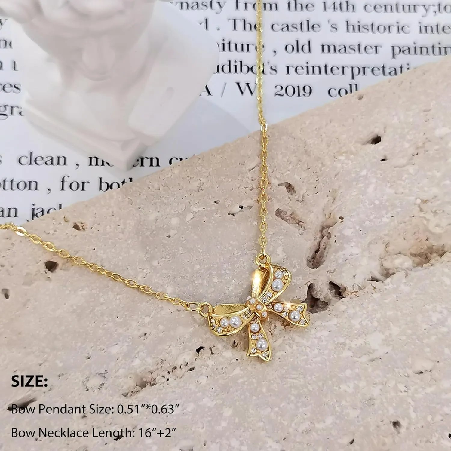 Silver 6MM Cream White Round Pearl Choker, 14K Gold Plated Dainty Cross Bow Lobster Clasp Necklace for Women Jewelry Gifts