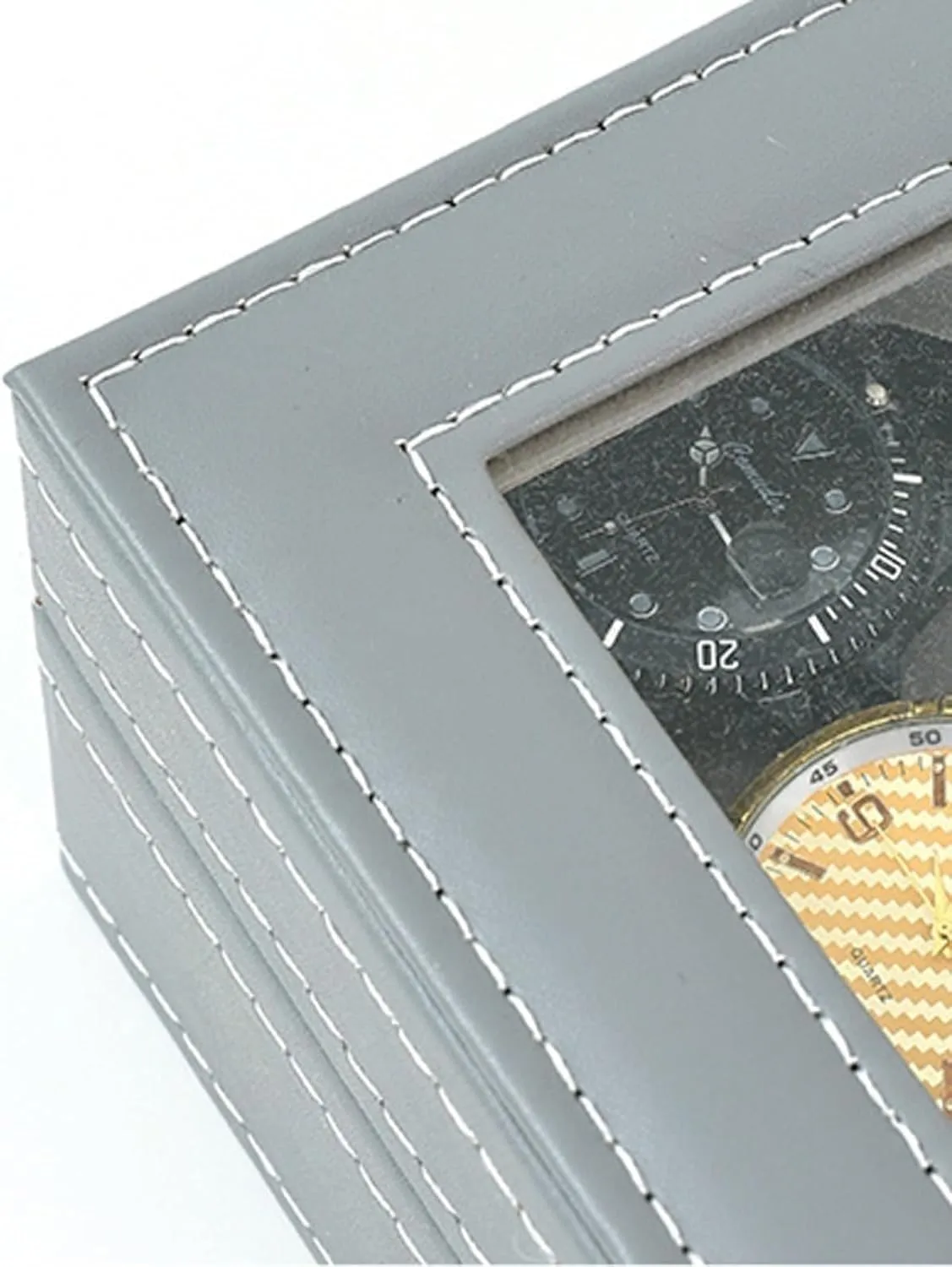 Simple Leather Lock Watch Box Storage Box Famous Watch Collection Box Watch Box Home Use for Home Storage, Travel and DisplayOne Color-6 Slots