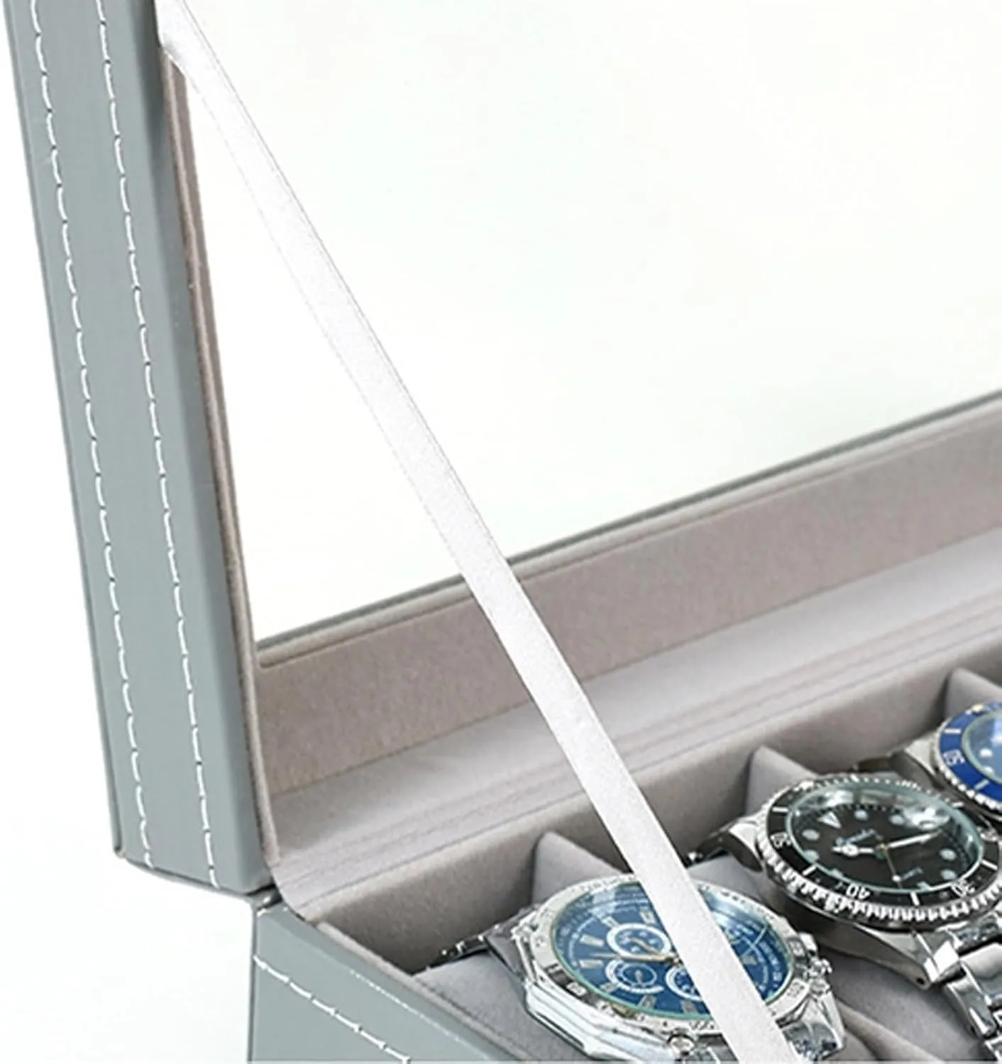 Simple Leather Lock Watch Box Storage Box Famous Watch Collection Box Watch Box Home Use for Home Storage, Travel and DisplayOne Color-6 Slots