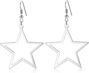 Simple Star Earrings for Women, Hollow Star Dangle Drop Earrings