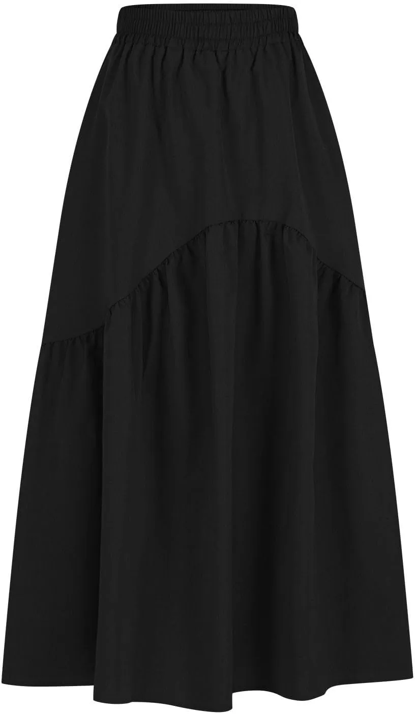 Skirts for Women Fall Elastic High Waist Swing Skirts Casual Pleated a Line Midi Skirt Trendy Baggy Half Skirt