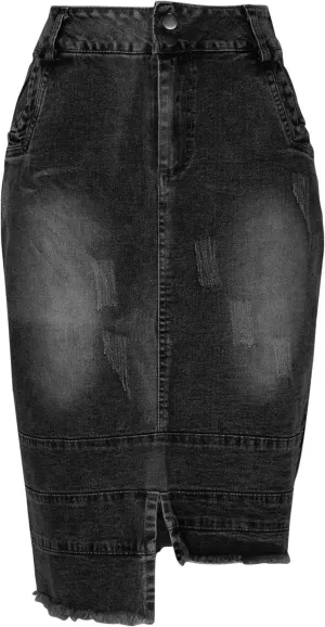 Skirts for Women Spring Lace-Up Denim Skirts Frayed Raw Hem Hip Wrapped Pencil Skirt Fashion Sexy Strap Jean Skirt