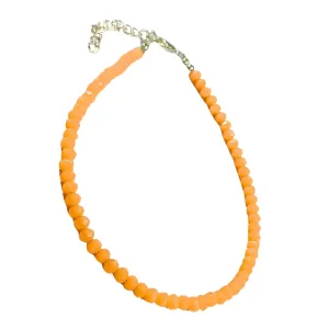 Small Bead Waterproof Anklets for Women Beach Foot Ankle Bracelet Cute Colorful Friendship Beaded Anklets 9 inches. (Orange)