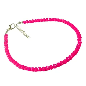 Small Bead Waterproof Anklets for Women Girls Beach Foot Ankle Bracelet Cute Colorful Friendship Beaded Anklets 9 inches (Pink)