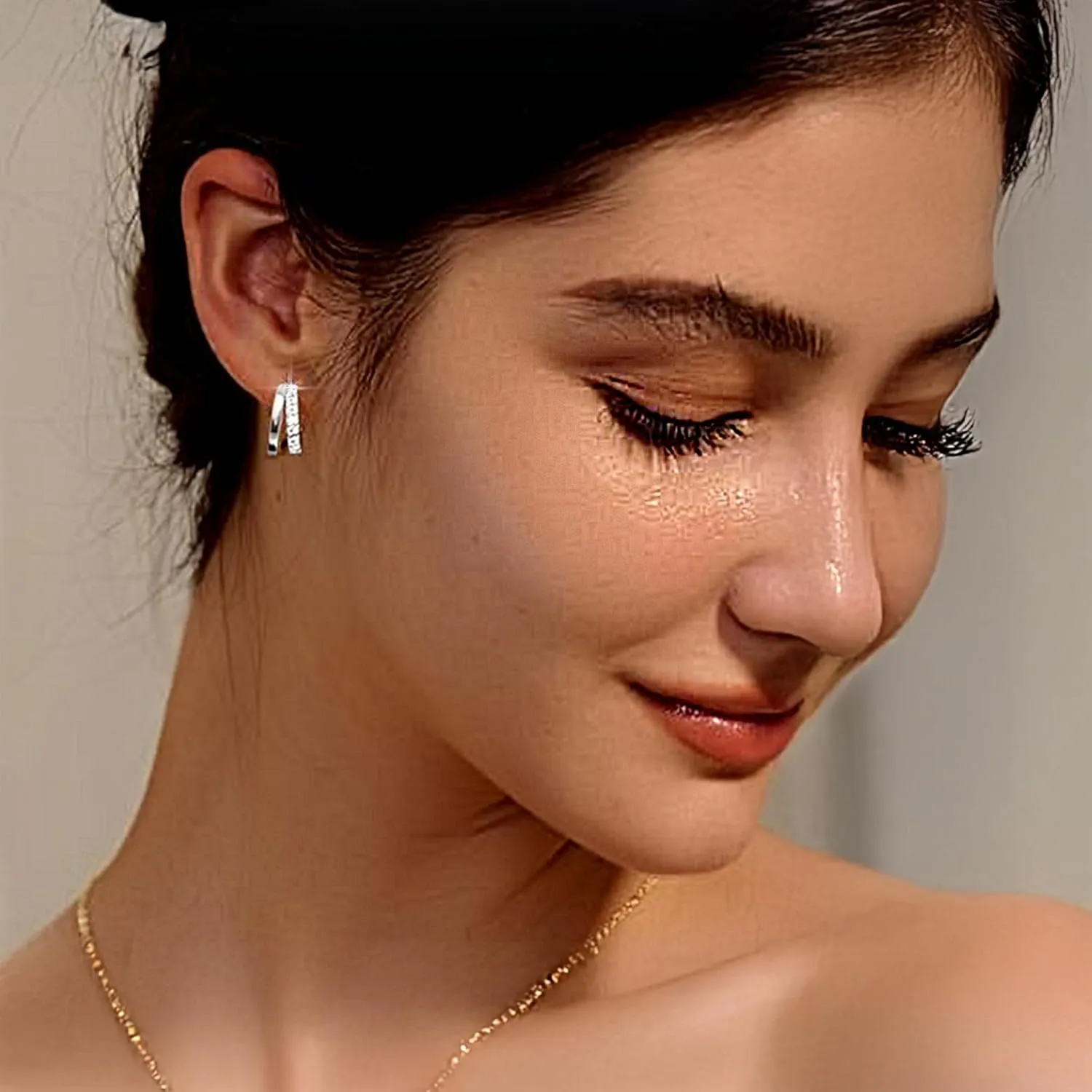 Small Gold Hoop Earrings for Women Dainty Gold Earrings, 14K Gold Plated Hypoallergenic Stud Earrings Set Cartilage Earrings for Multiple Piercing for Women
