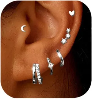 Small Gold Hoop Earrings for Women Dainty Gold Earrings, 14K Gold Plated Hypoallergenic Stud Earrings Set Cartilage Earrings for Multiple Piercing for Women