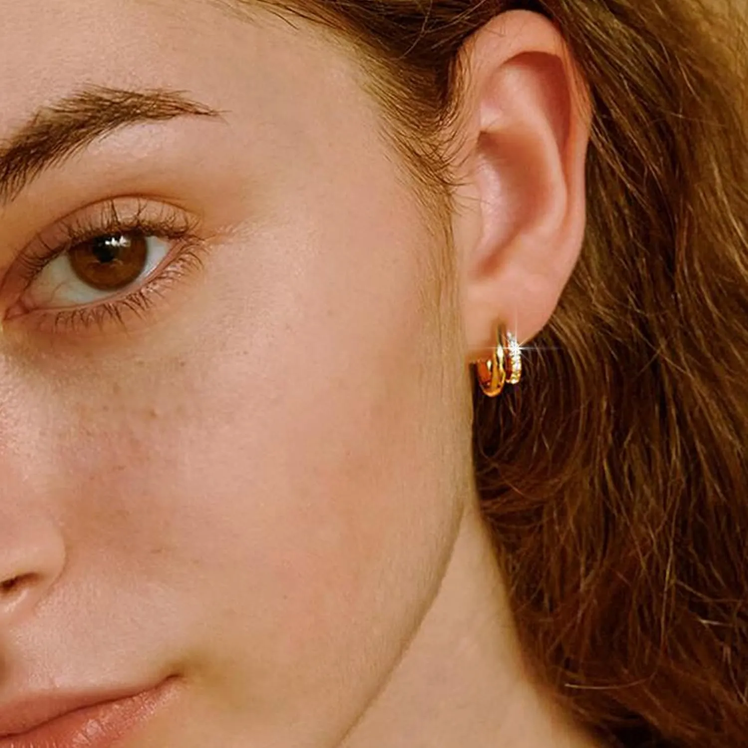 Small Gold Hoop Earrings for Women Dainty Gold Earrings, 14K Gold Plated Hypoallergenic Stud Earrings Set Cartilage Earrings for Multiple Piercing for Women