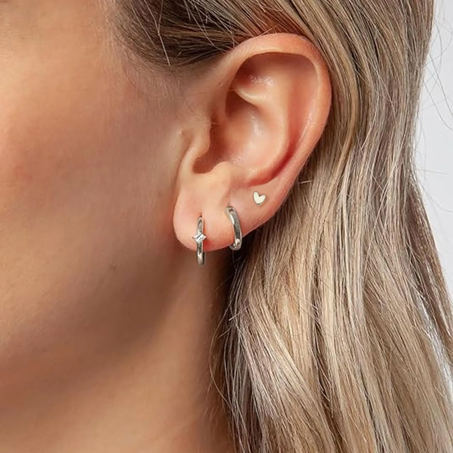 Small Gold Hoop Earrings for Women Dainty Gold Earrings, 14K Gold Plated Hypoallergenic Stud Earrings Set Cartilage Earrings for Multiple Piercing for Women
