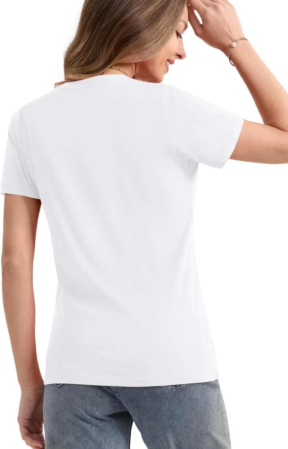 SMENG Women's Cotton Crewneck T-Shirts Short Sleeve Basic Solid Color Tee Classic-Fit Shirt Breathable Comfy Summer Top