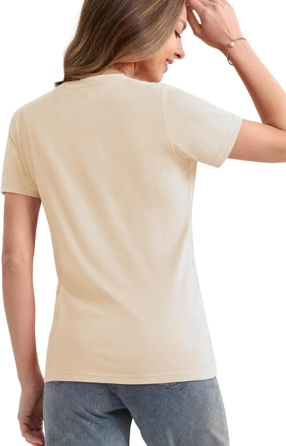 SMENG Women's Cotton Crewneck T-Shirts Short Sleeve Basic Solid Color Tee Classic-Fit Shirt Breathable Comfy Summer Top