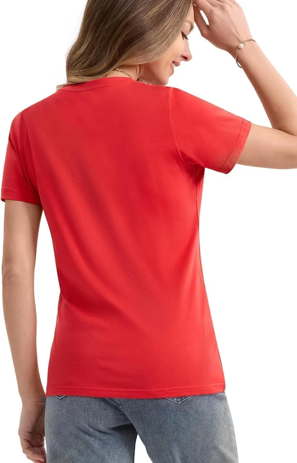 SMENG Women's Cotton Crewneck T-Shirts Short Sleeve Basic Solid Color Tee Classic-Fit Shirt Breathable Comfy Summer Top