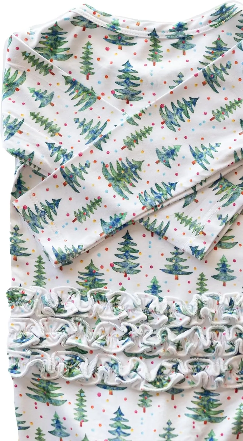 Soft Bamboo Viscose Baby Romper - Christmas Collection - Lightweight, Pacifier Clip, Inseam Zipper