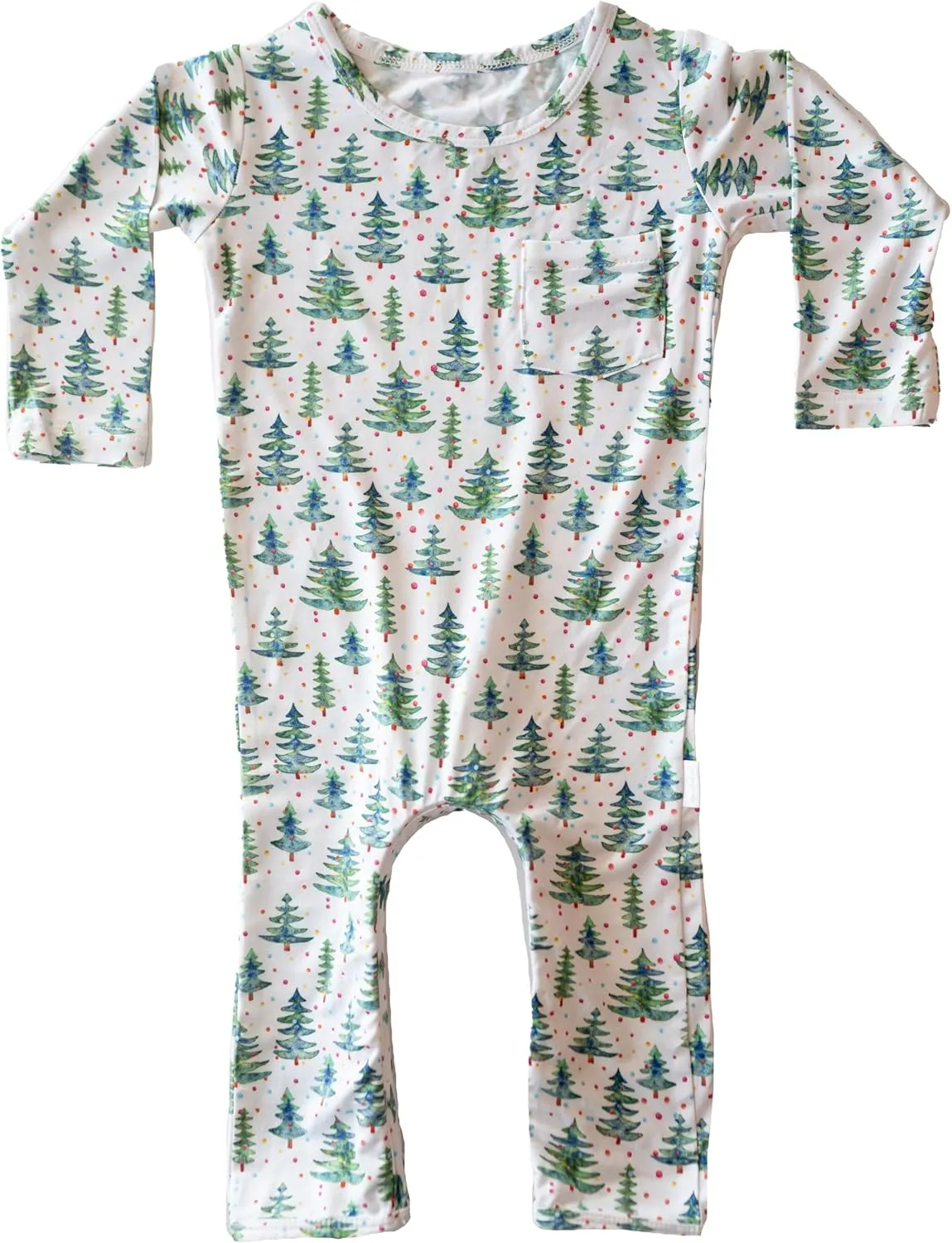 Soft Bamboo Viscose Baby Romper - Christmas Collection - Lightweight, Pacifier Clip, Inseam Zipper