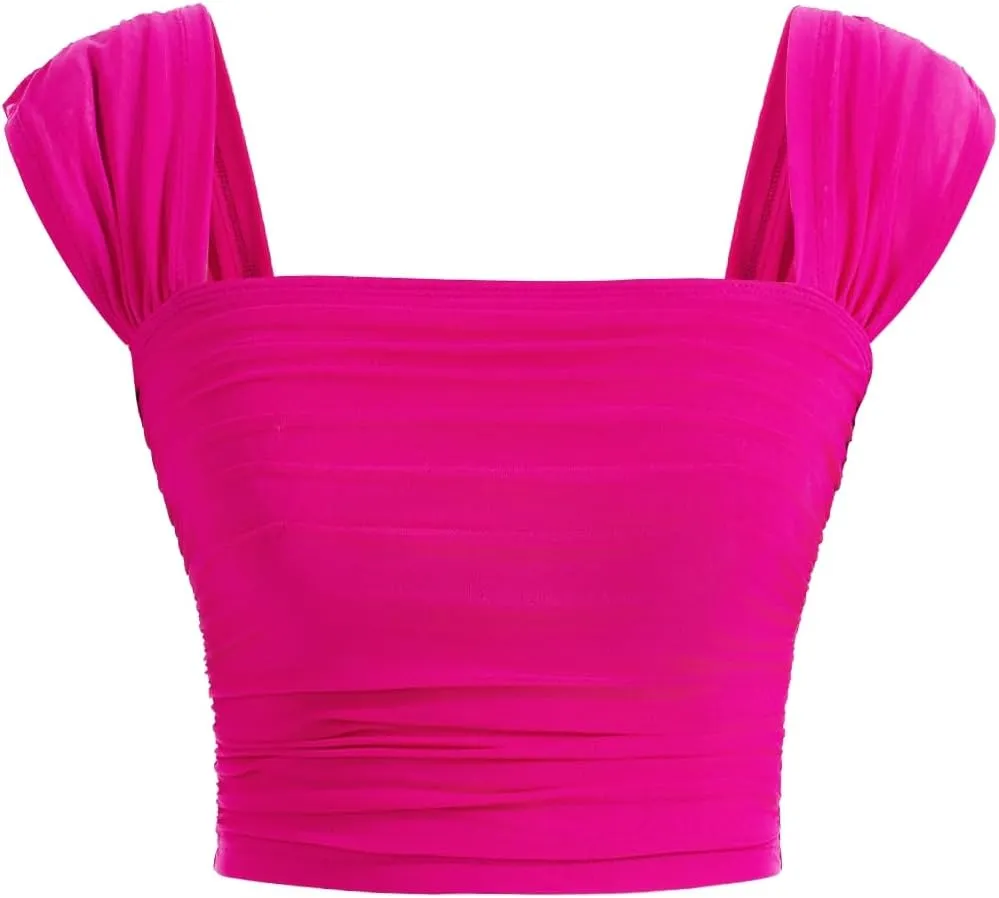 SOLY HUX Women's Square Neck Tank Tops Sleeveless Going Out Tops Double Lined Basic Crop Summer Shirts