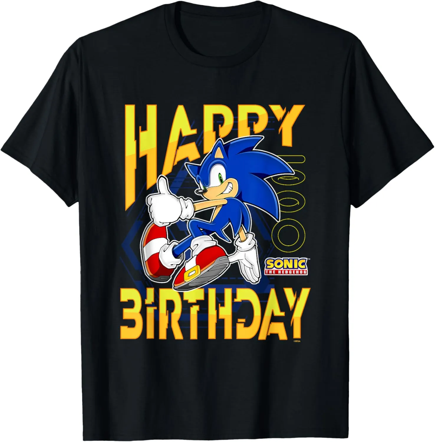 Sonic The Hedgehog Birthday Happy Birthday Thumbs Up Logo T-Shirt