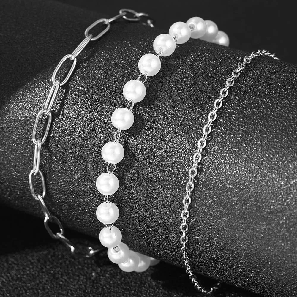 Sora Tuki Silver Ankle Bracelets for Women Gold Anklets for Women Waterproof Beach Jewelry Stainless Steel Pearl Paperclip Chain Cross Anklets Non Tarnish Summer Foot Jewelry