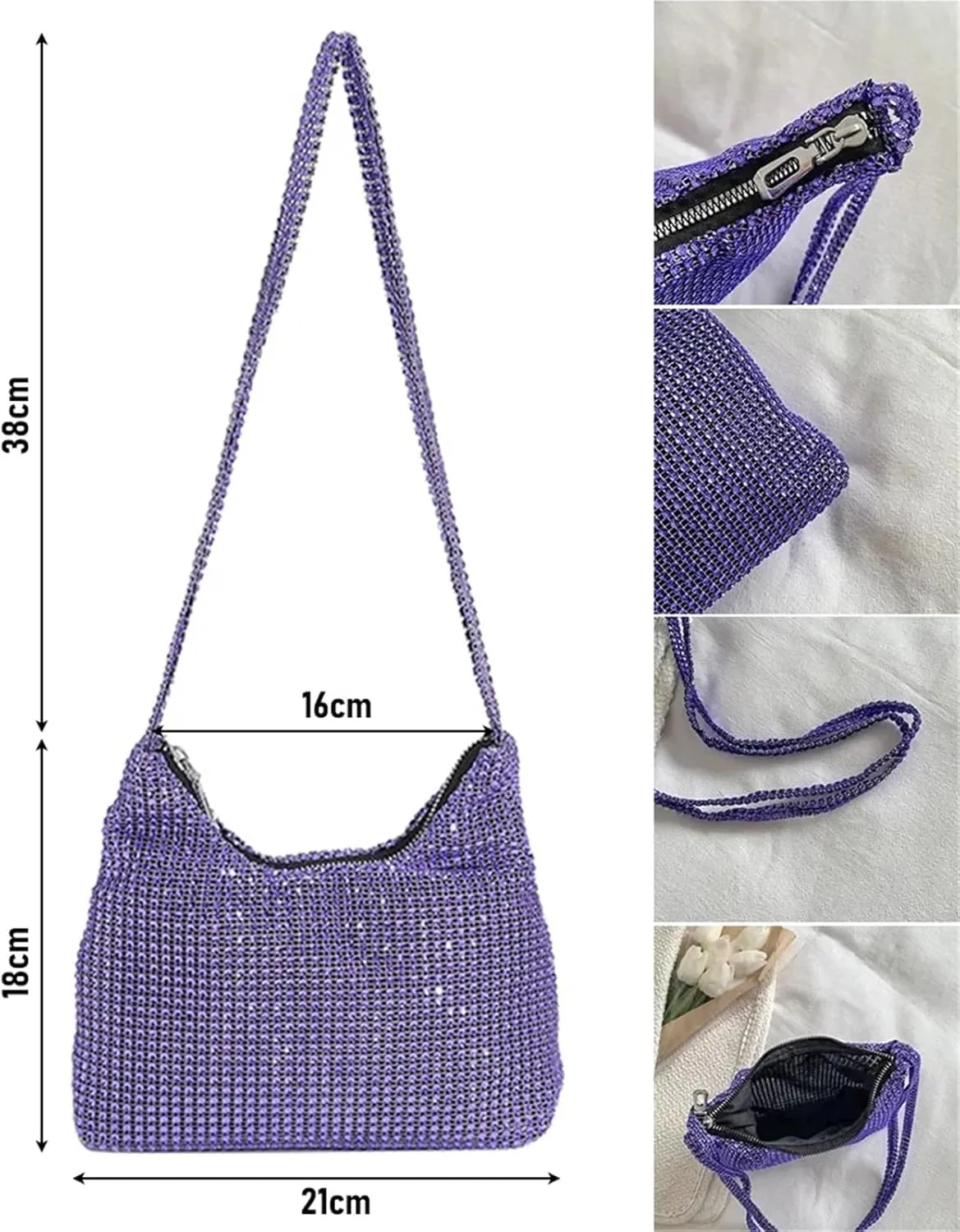 Sparkling Rhinestone Handbag Beaded Shiny Diamonds Purses Dinner Party Clutch Tote Women For Wedding Party Prom