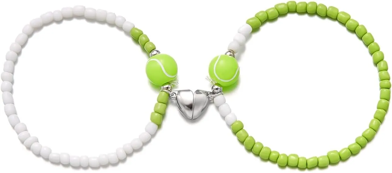 Sport Ball Matching Bracelets for Men Women Cute Ball Beads Stretch Bracelets Football Tennis Basketball Vlolleyball Soccer Sports Bracelet Game Day Accessories for BFF Couples Sport Fans Cheerleaders