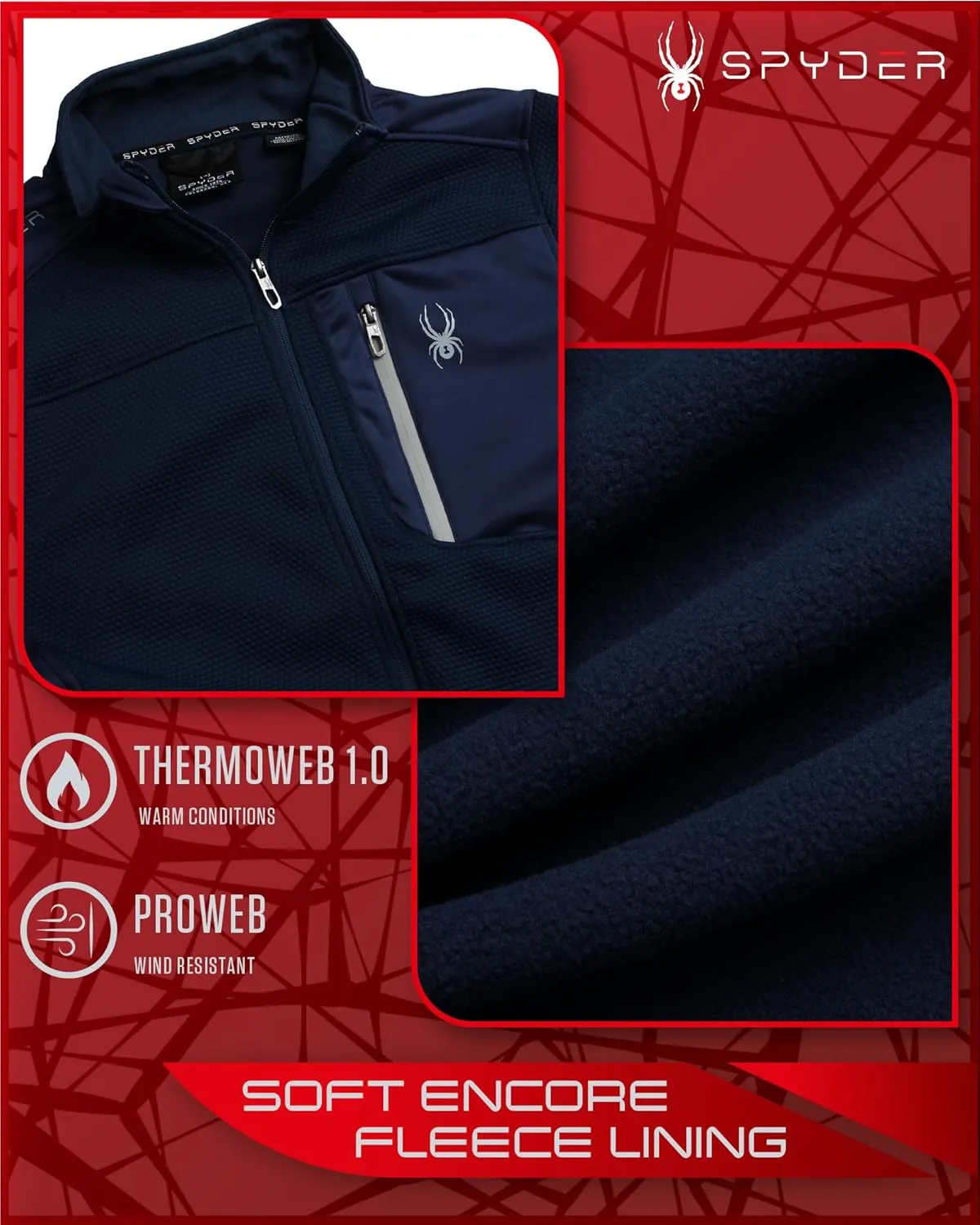 Spyder Men's Jacket - Full Zip Up Soft Encore Fleece Jackets for Men - Men's Lightweight Jackets with Chest Pockets (S-XL)