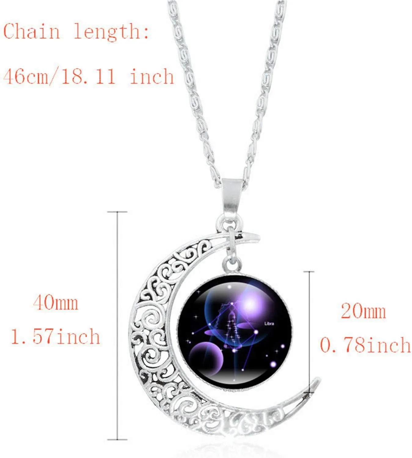 Stainless Steel Necklace for Women,12 Constellation Cubic Zirconia Pendant Necklaces Christmas Valentine Jewelry Gift