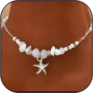 Starfish Anklets for Women Turquoise Starfish Ankle Bracelet Natural Stone Beaded Anklets Opal Starfish Ankle Bracelet Starfish Seed Beaded Anklets Summer Beach Foot Chain Jewelry for Women