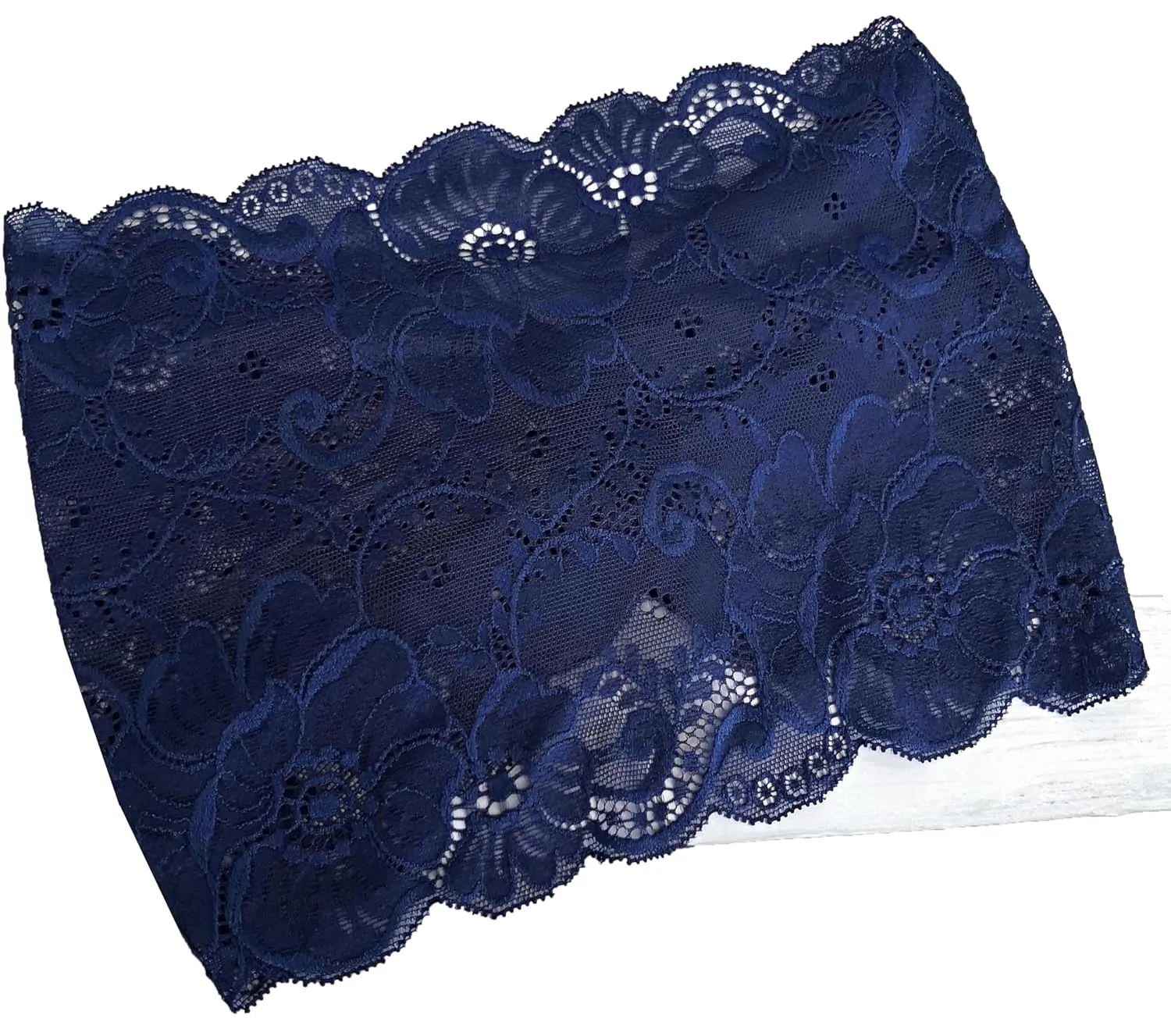 Stretch Headbands for Women Lace Headcovering for Women Lace Headwrap (Floral-Navy)