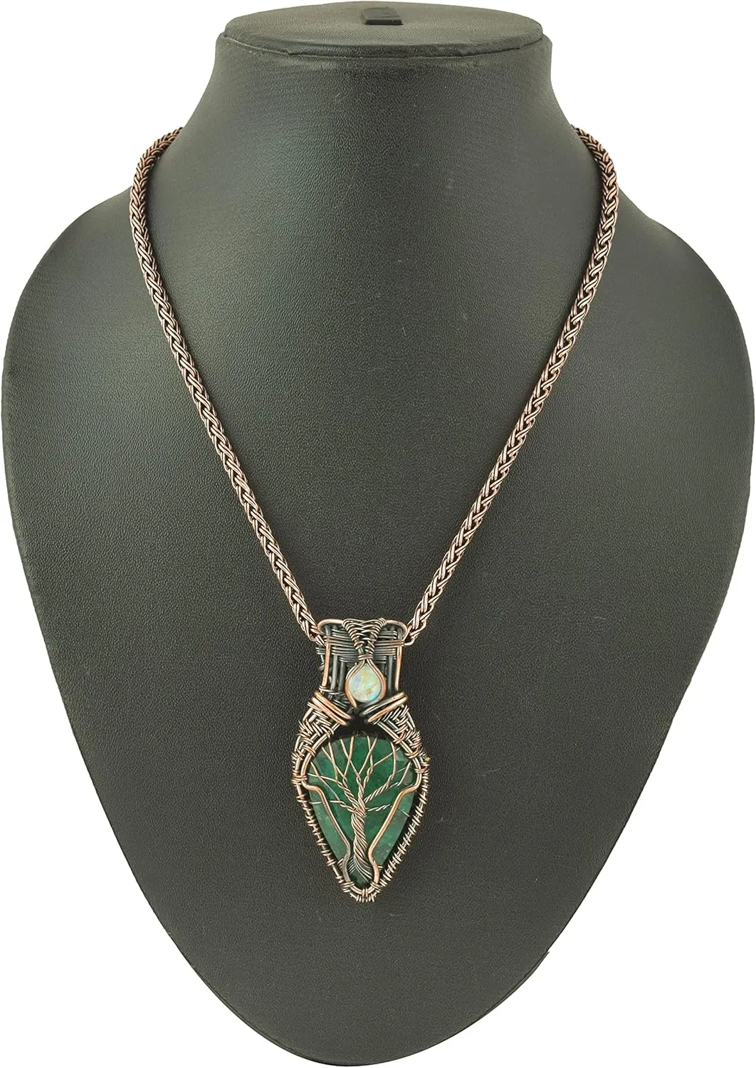 Stunning Copper Tree of Life Pendant Necklace with Handmade Gemstones and 20" Chain - Perfect for Boho Lovers