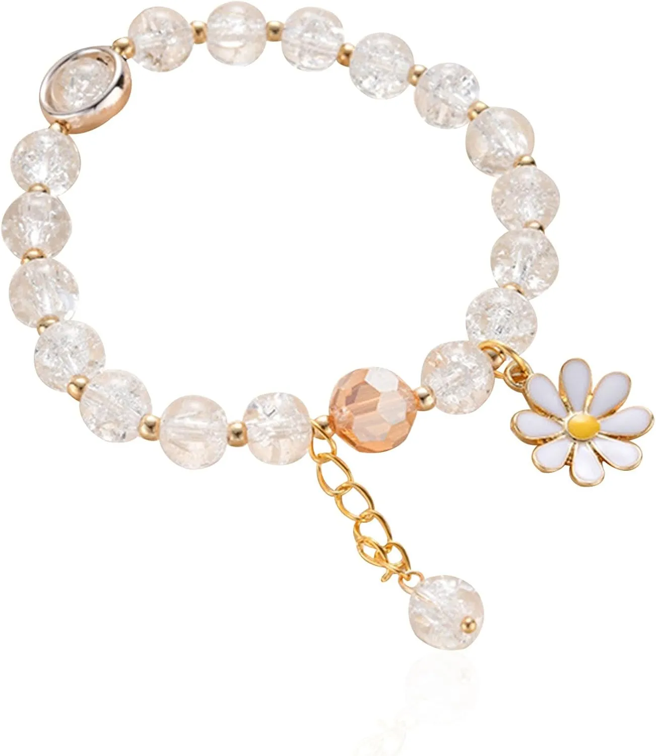 Summer Boho Colorful Flower Charm Bracelets Handmade Crystal Beaded Daisy Bracelets for Women Jewelry
