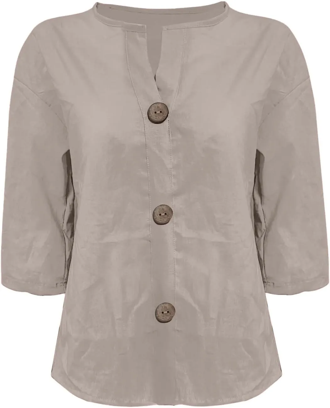 Summer Tops for Women 2025 Trendy 3/4 Sleeve Cotton Linen Shirt Casual Button v Neck Loose Tunic Blouses Outfits
