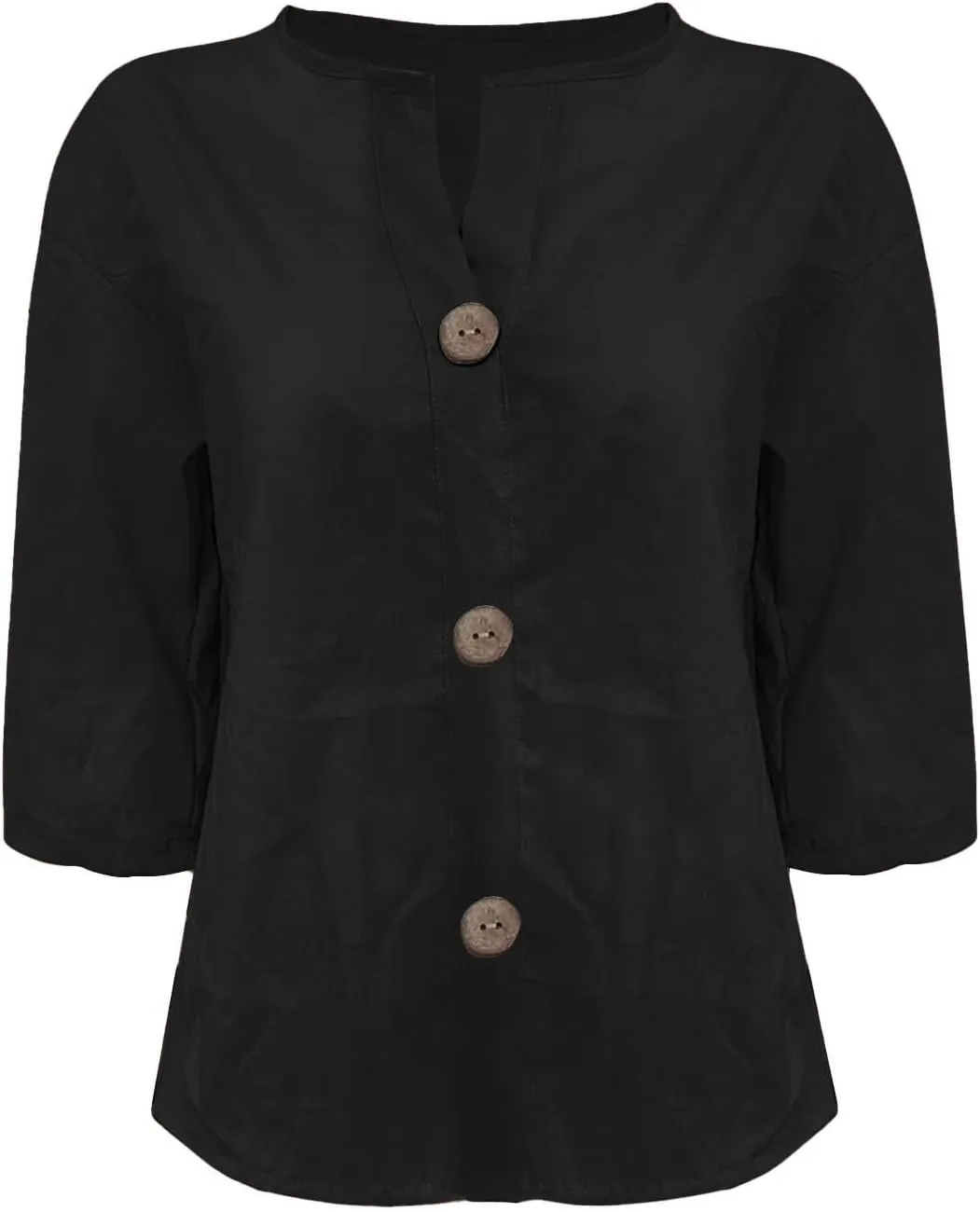 Summer Tops for Women 2025 Trendy 3/4 Sleeve Cotton Linen Shirt Casual Button v Neck Loose Tunic Blouses Outfits