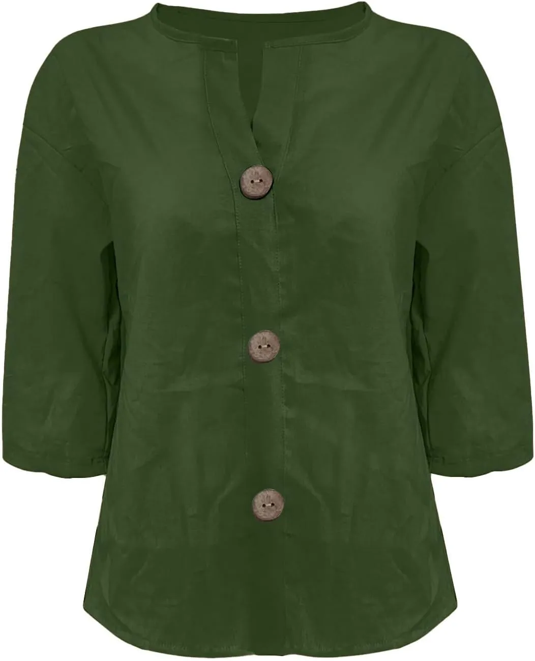 Summer Tops for Women 2025 Trendy 3/4 Sleeve Cotton Linen Shirt Casual Button v Neck Loose Tunic Blouses Outfits