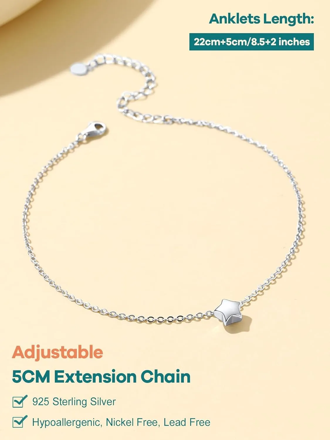 Supcare Sterling Silver Anklets for Women Jewelry (with Gift Package)