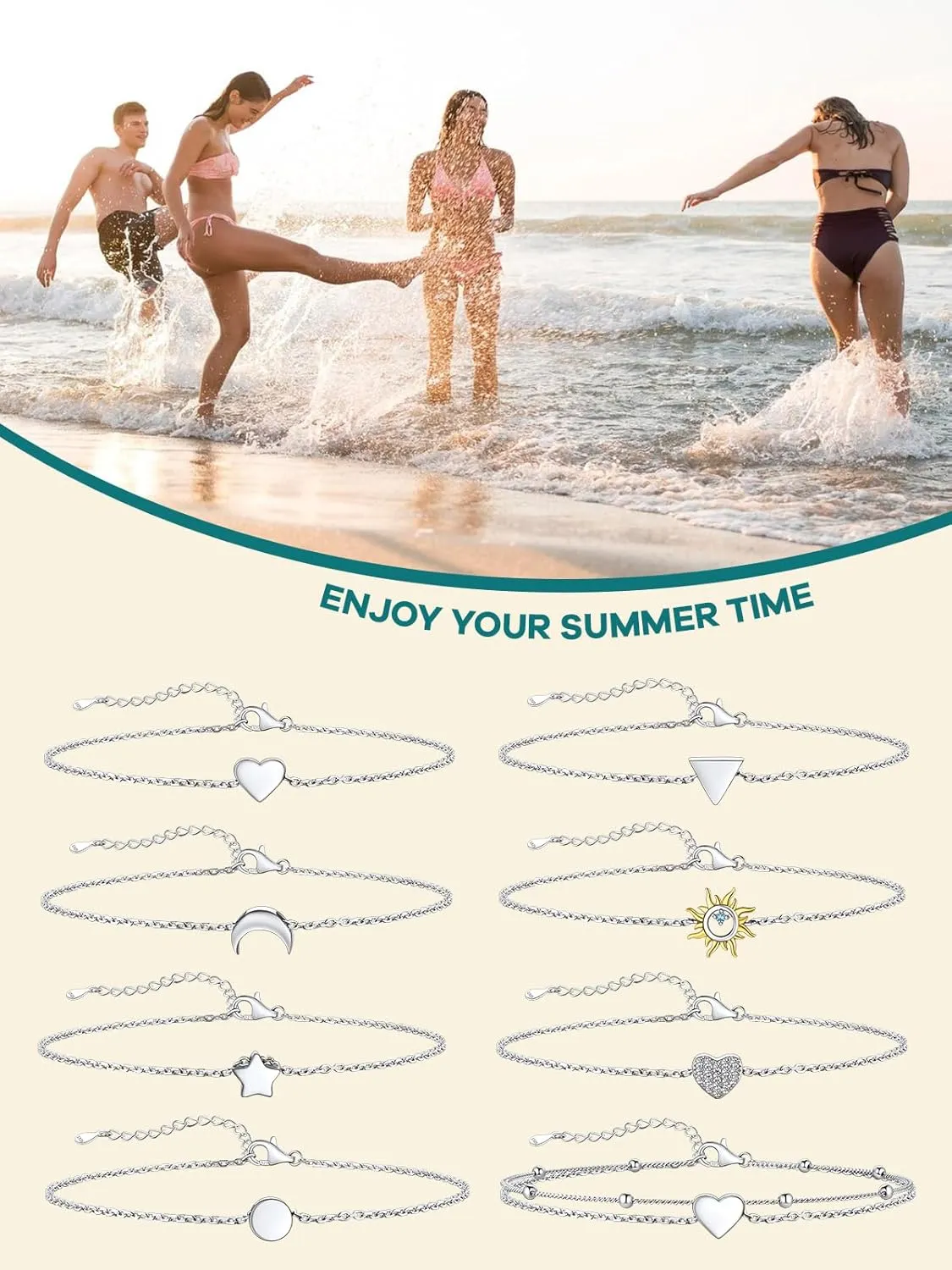 Supcare Sterling Silver Anklets for Women Jewelry (with Gift Package)