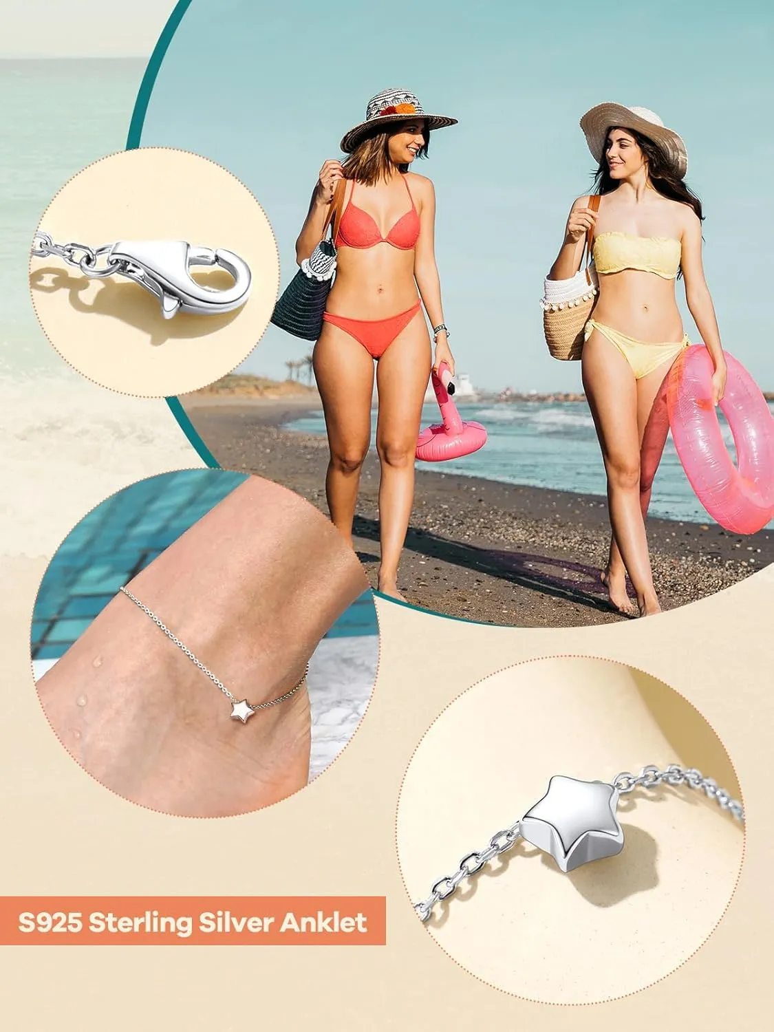 Supcare Sterling Silver Anklets for Women Jewelry (with Gift Package)