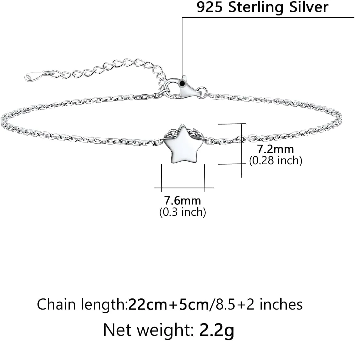 Supcare Sterling Silver Anklets for Women Jewelry (with Gift Package)