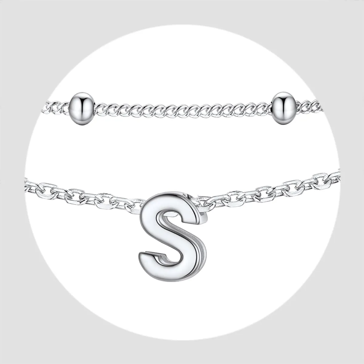 Suplight Sterling Silver Anklets Bracelets for Women Layered Dainty Foot Chain Intial AnkletS With Beaded Anklets for Women Beach Waterproof Jewelry(With Gift Box)