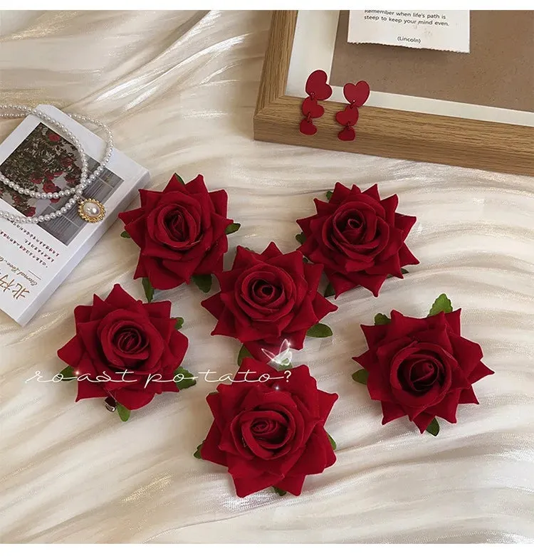 Sweet Cloth Rose Flower Hairpins And Brooch Woman Girls Beach Accessories Hair Clips Pins Barrettes Hairclip Headdress Headwear