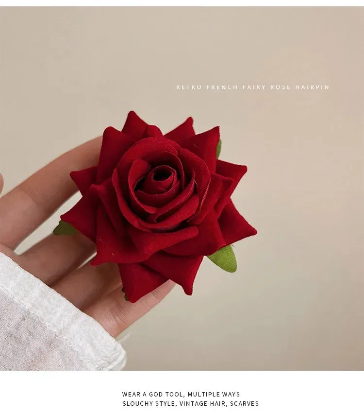 Sweet Cloth Rose Flower Hairpins And Brooch Woman Girls Beach Accessories Hair Clips Pins Barrettes Hairclip Headdress Headwear