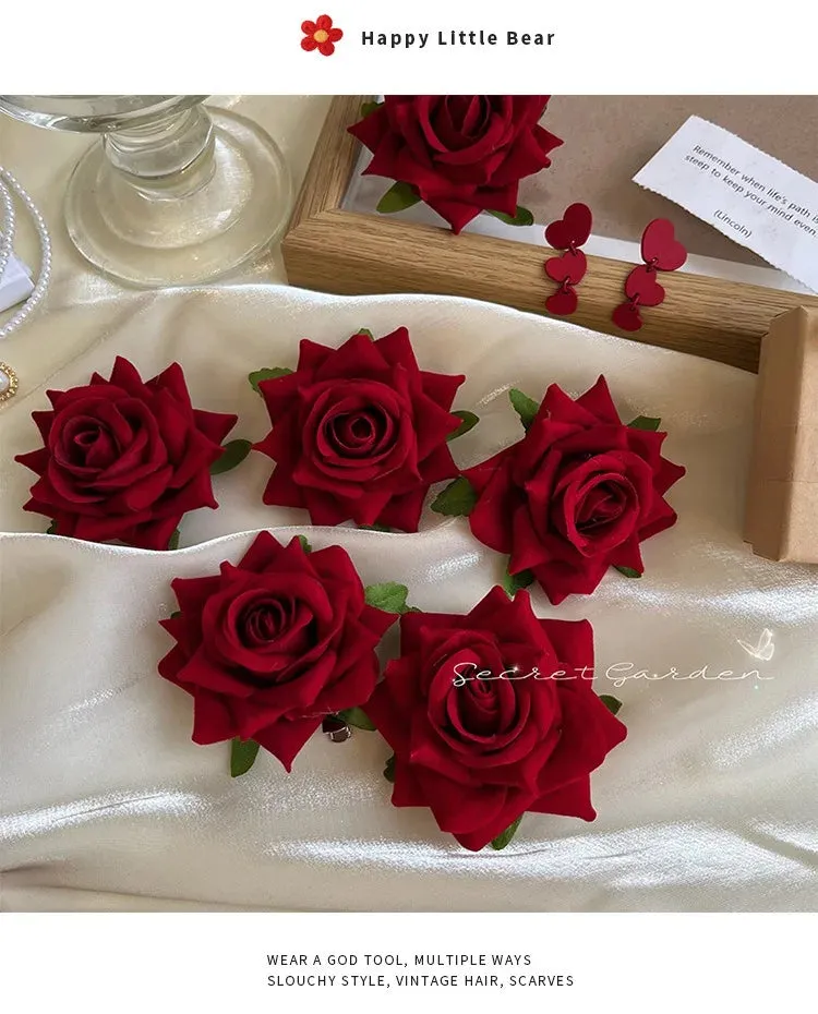 Sweet Cloth Rose Flower Hairpins And Brooch Woman Girls Beach Accessories Hair Clips Pins Barrettes Hairclip Headdress Headwear