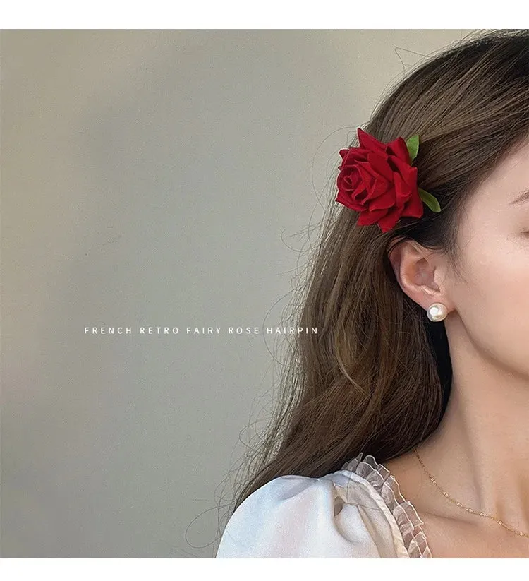 Sweet Cloth Rose Flower Hairpins And Brooch Woman Girls Beach Accessories Hair Clips Pins Barrettes Hairclip Headdress Headwear