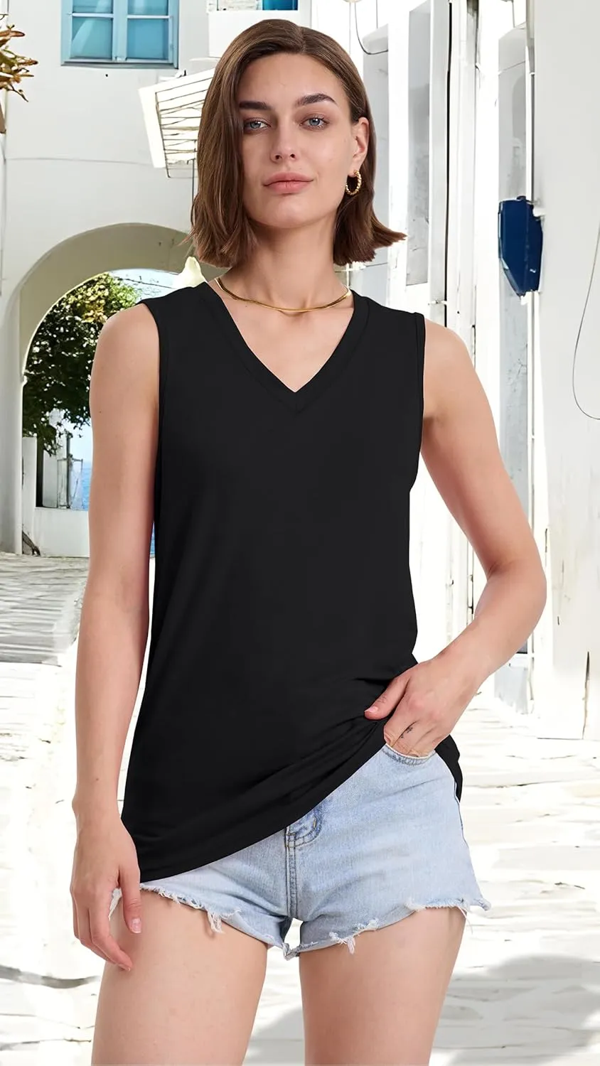 Tank Top for Women V Neck Summer Sleeveless T Shirt Tunic Casual Loose Fit Blouses