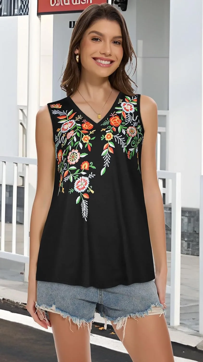 Tank Top for Women V Neck Summer Sleeveless T Shirt Tunic Casual Loose Fit Blouses