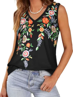 Tank Top for Women V Neck Summer Sleeveless T Shirt Tunic Casual Loose Fit Blouses