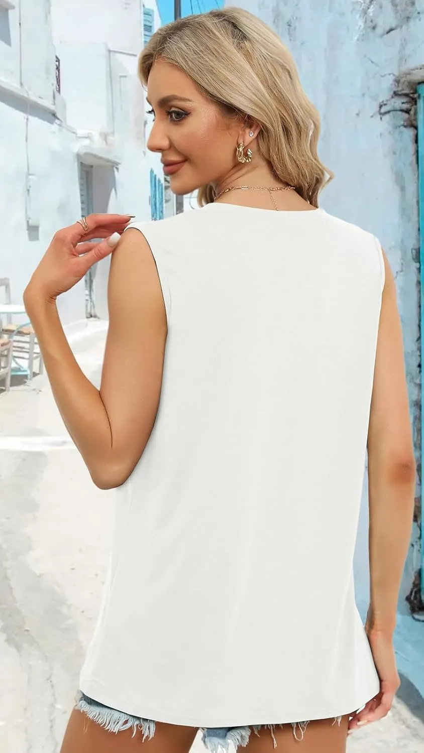 Tank Top for Women V Neck Summer Sleeveless T Shirt Tunic Casual Loose Fit Blouses
