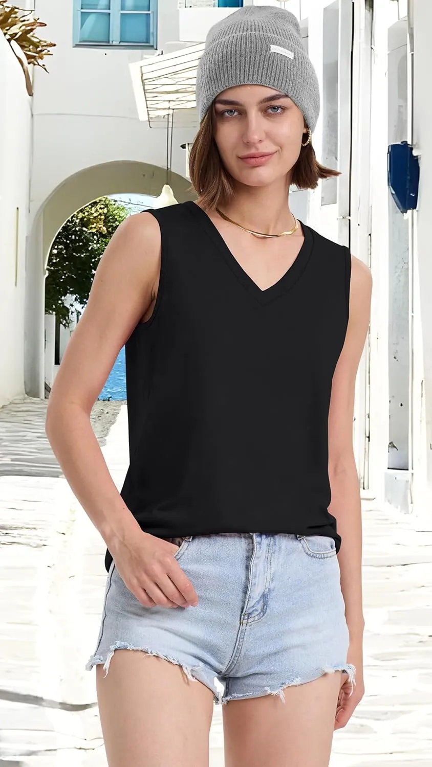 Tank Top for Women V Neck Summer Sleeveless T Shirt Tunic Casual Loose Fit Blouses