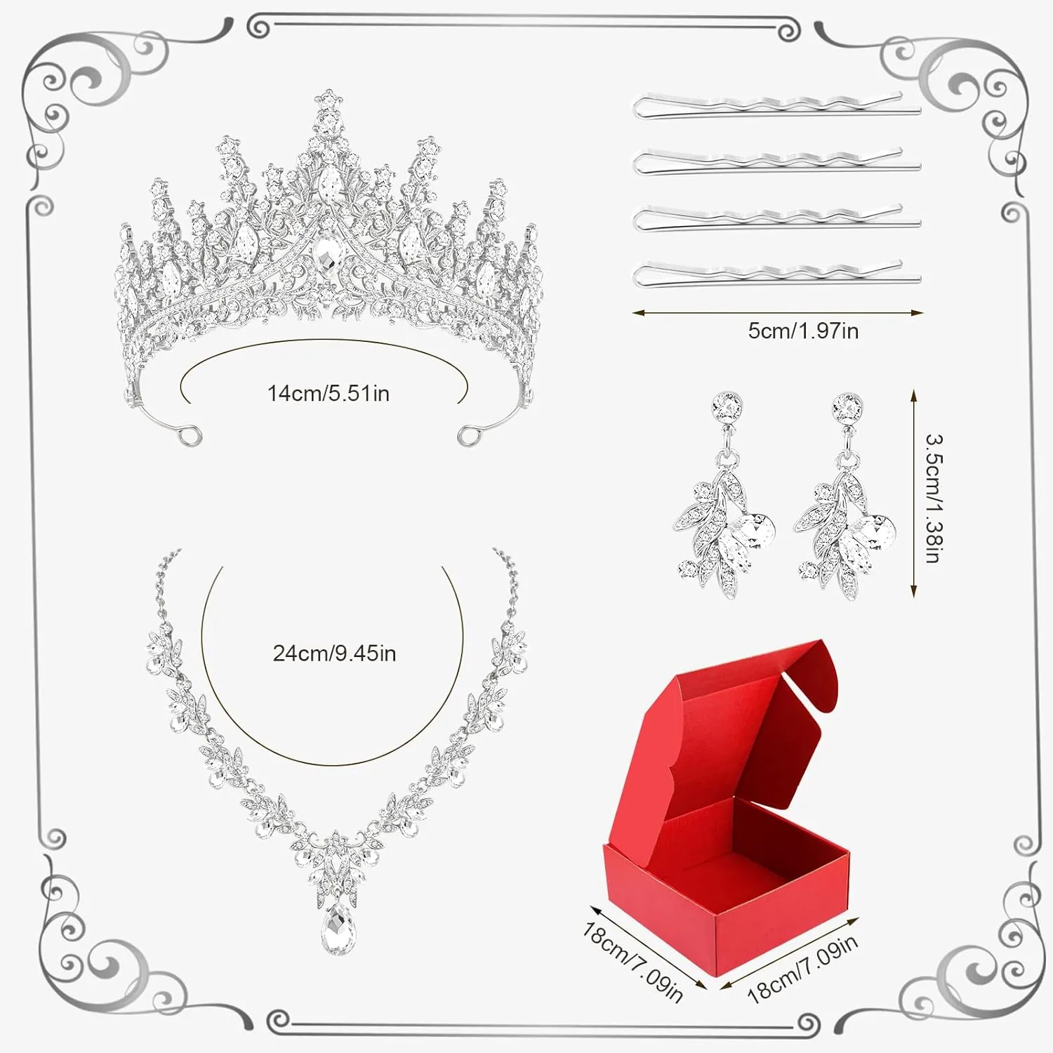 Tiaras and Crowns for Women Wedding jewelry Sets for Crystal Brides Elegant Rhinestone Necklace and Earring Set Headband Hair Prom Formal Party